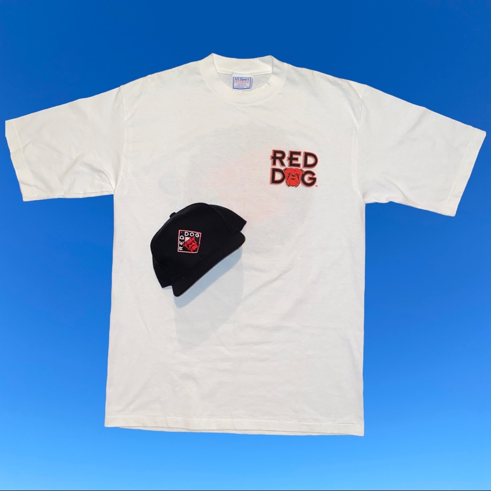 Vintage 1995 Red Dog Malt Liquor Beer Shirt + Hat Bundle